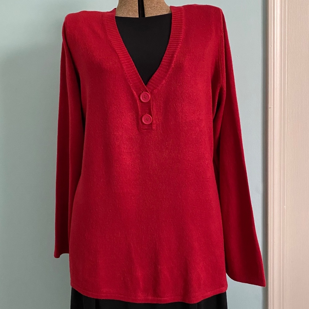 AVENUE Red Pullover Tunic Sweater SZ 18/20 EUC